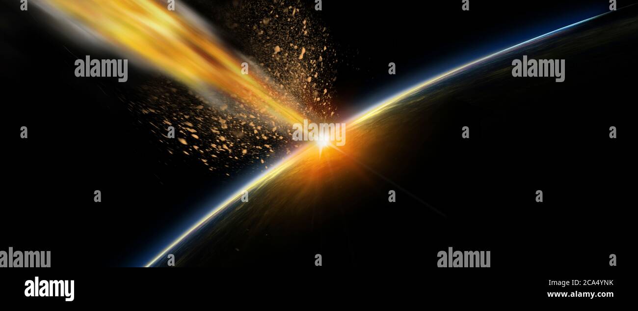 Asteroid hitting earth hires stock photography and images Alamy