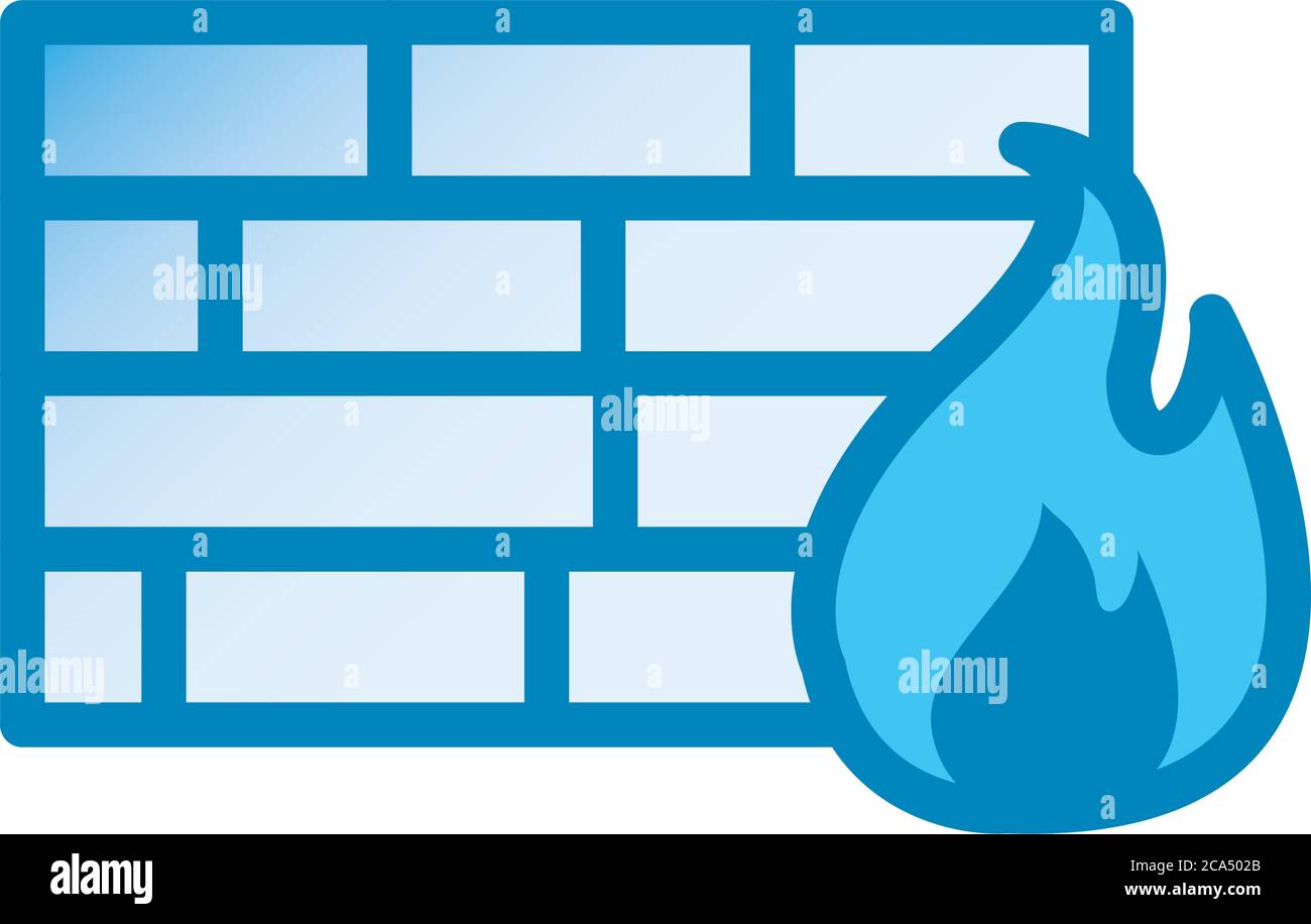 bricks wall with flame line and gradient style icon design of Fire