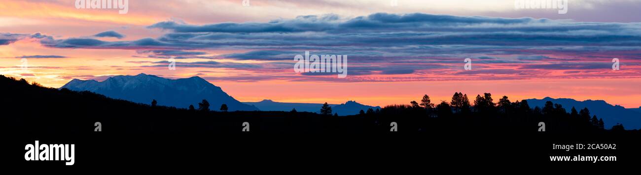 View of sunrise over Boulder Mountain, Utah, USA Stock Photo