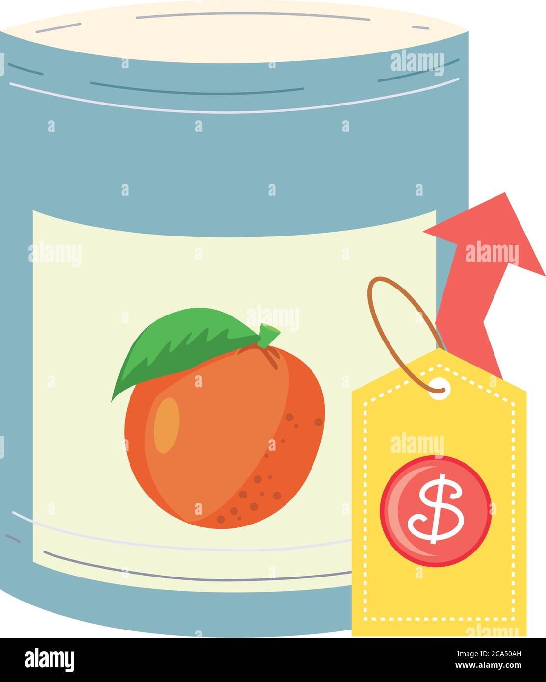 canned food price increase cartoon vector illustration design Stock