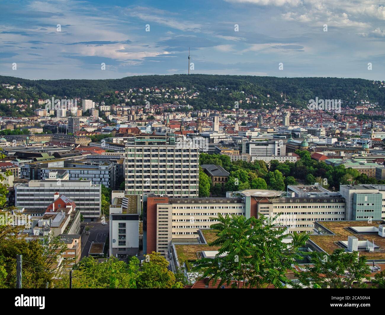 Ein Ausblick auf die Landeshauptstadt Stuttgart vom Bismarckturm. Stock Photo