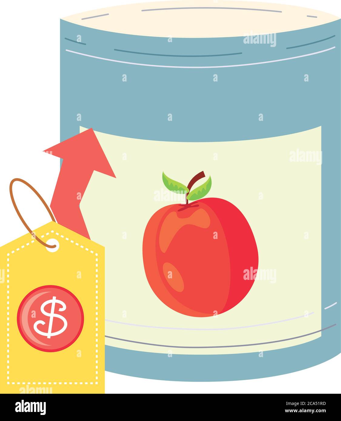 canned food price increase cartoon vector illustration design Stock