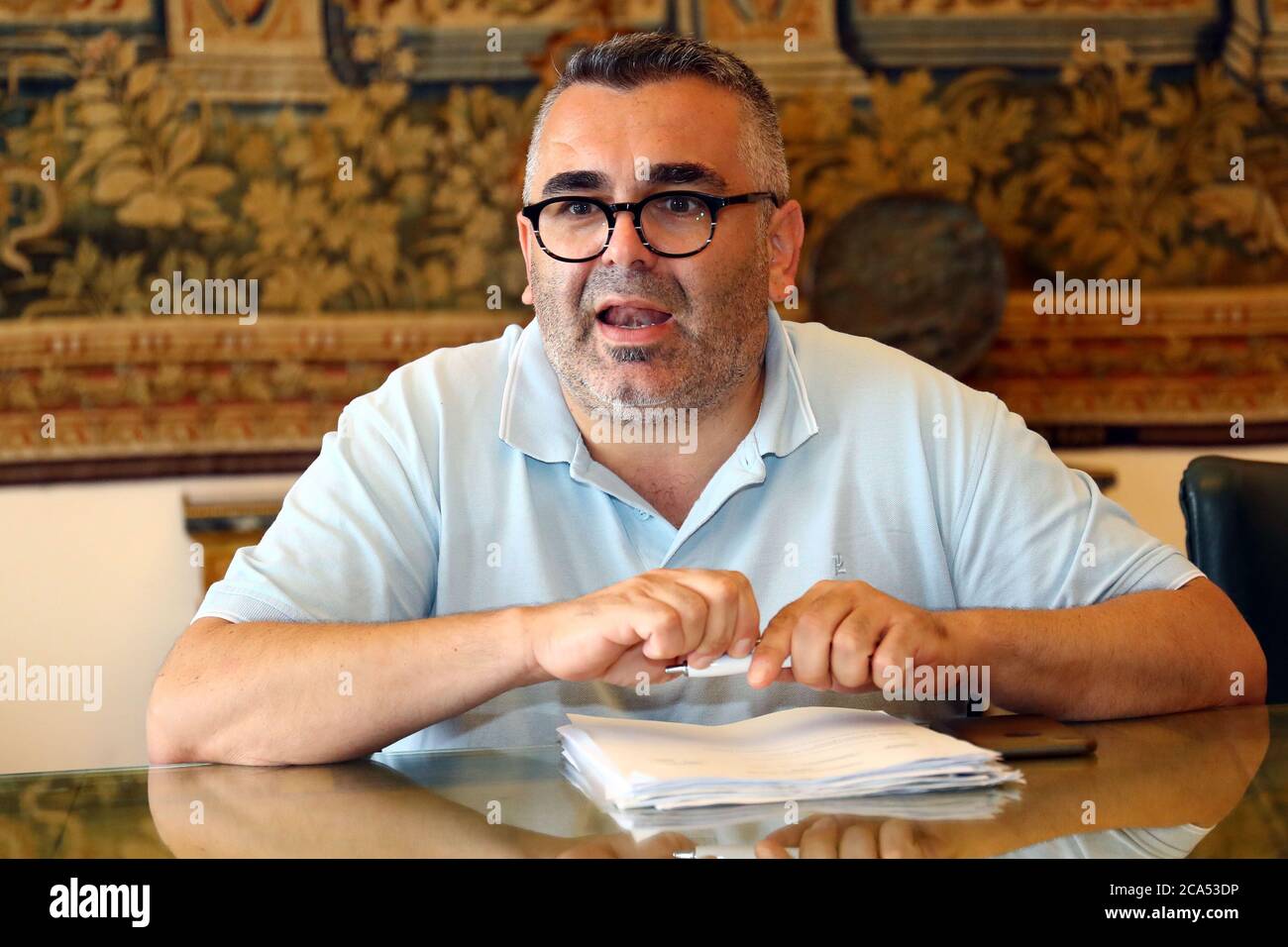 Ferrara, August 2, 2019.  Nicola “Naomo” Lodi, vice mayor of Ferrara and politician of Lega party in Ferrara, Italy. Credit: Filippo Rubin / Alamy Stock Photo