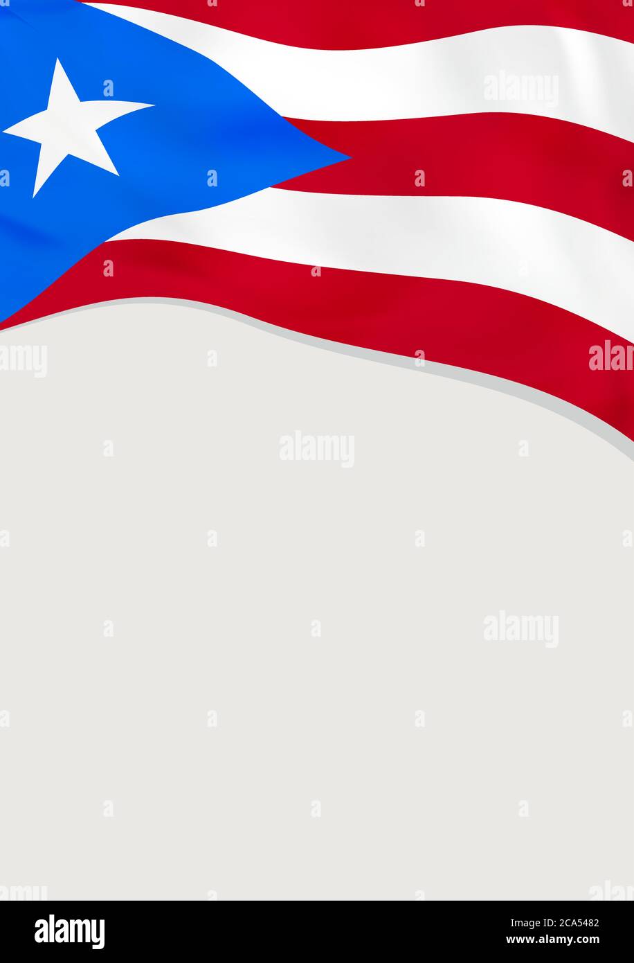 Leaflet design with flag of Puerto Rico. Vector template Stock Vector ...