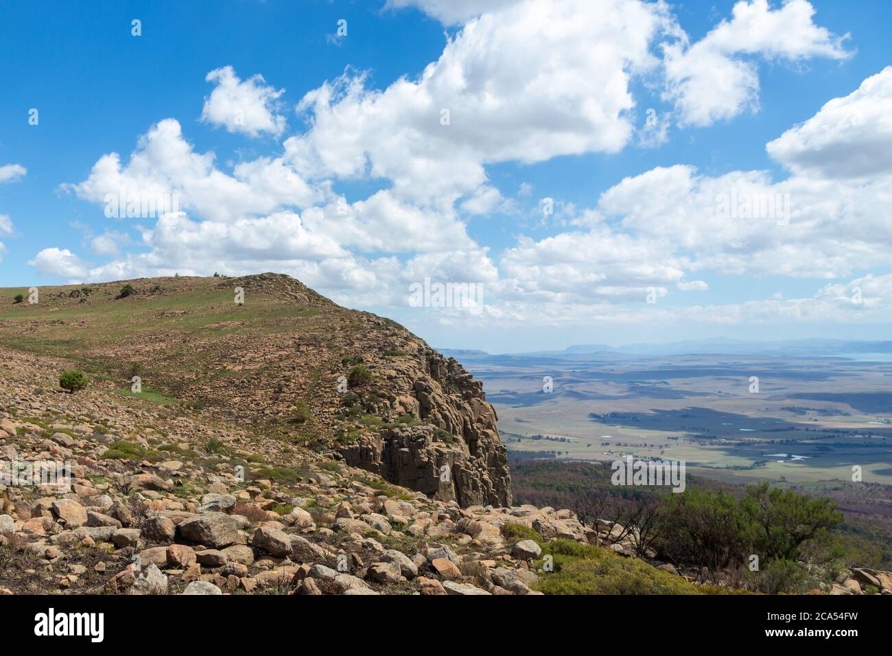 View into the Valley from the eastern side of Platberg, close to Harrismith, Freestate, South Africa Stock Photo