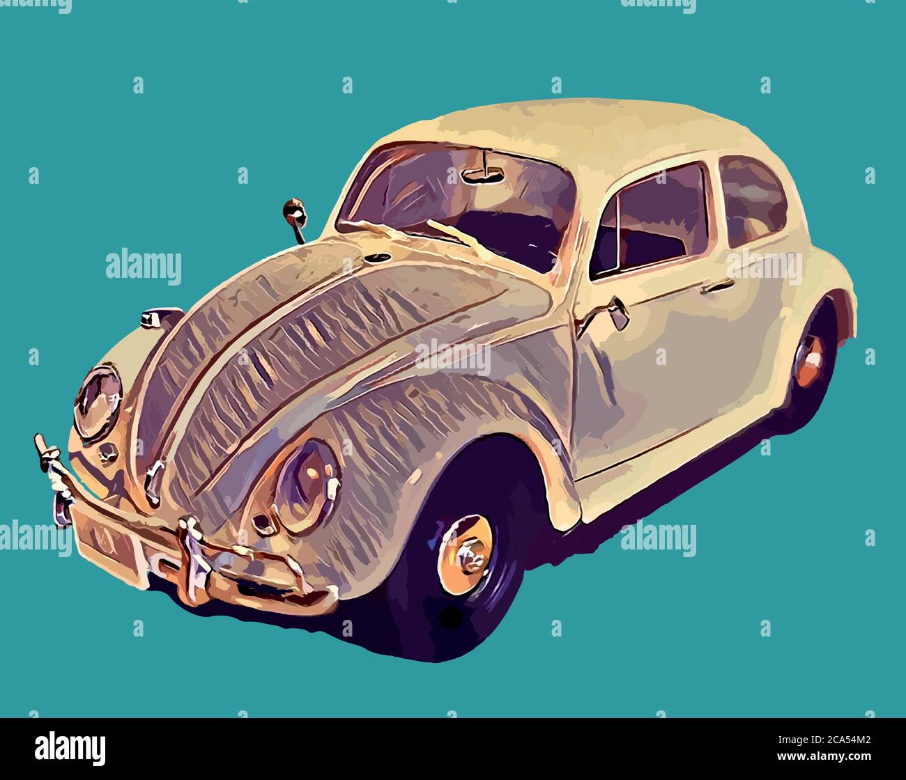 White classic car isolated on blue background Stock Vector Image & Art ...