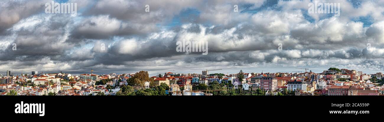 High angle view of Lisbon, Portugal Stock Photo