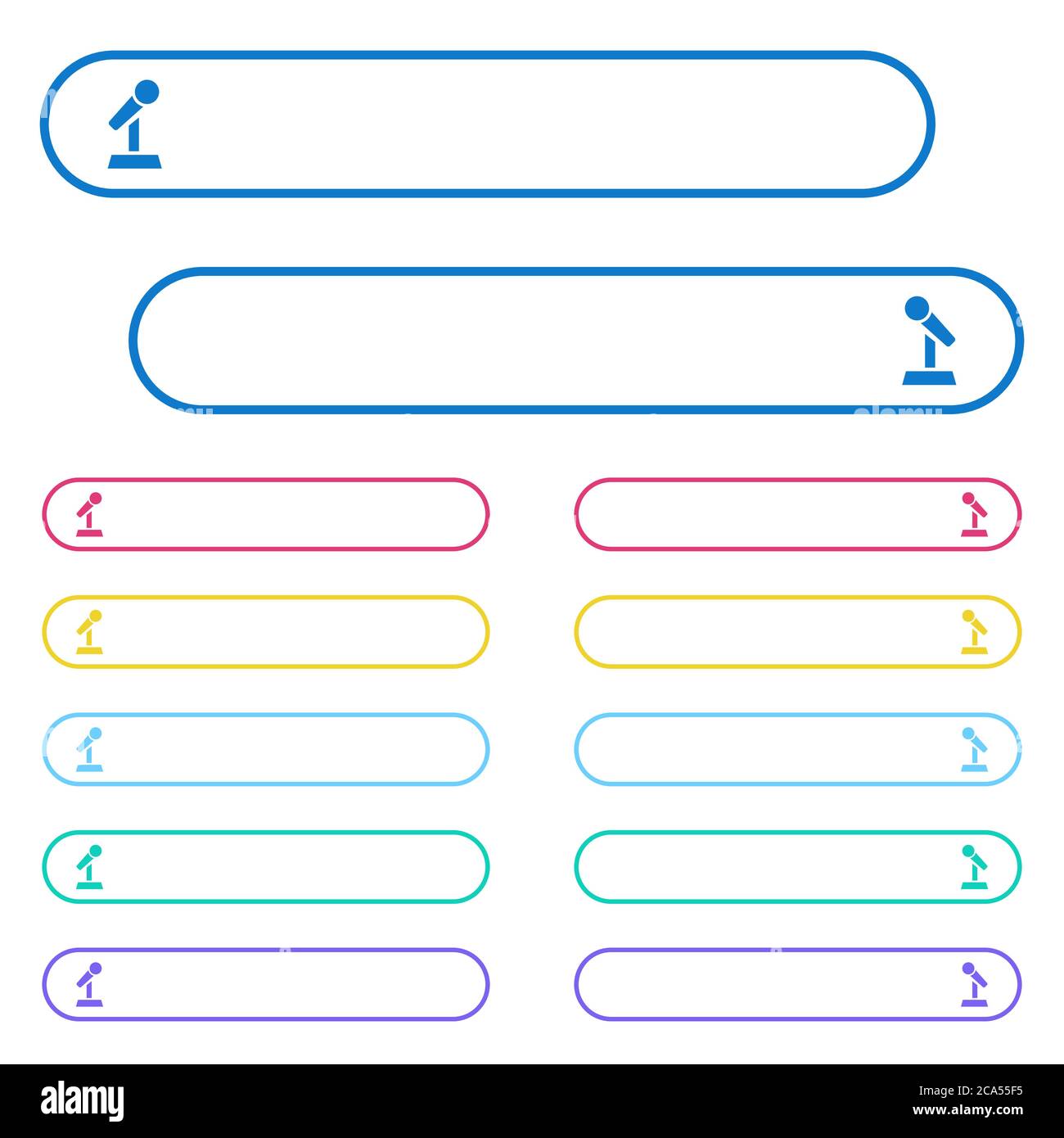 Microphone with stand icons in rounded color ghost buttons. Left and ...