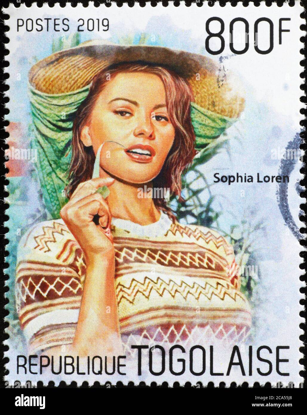 Italian actress Sofia Loren on postage stamp of Togo Stock Photo