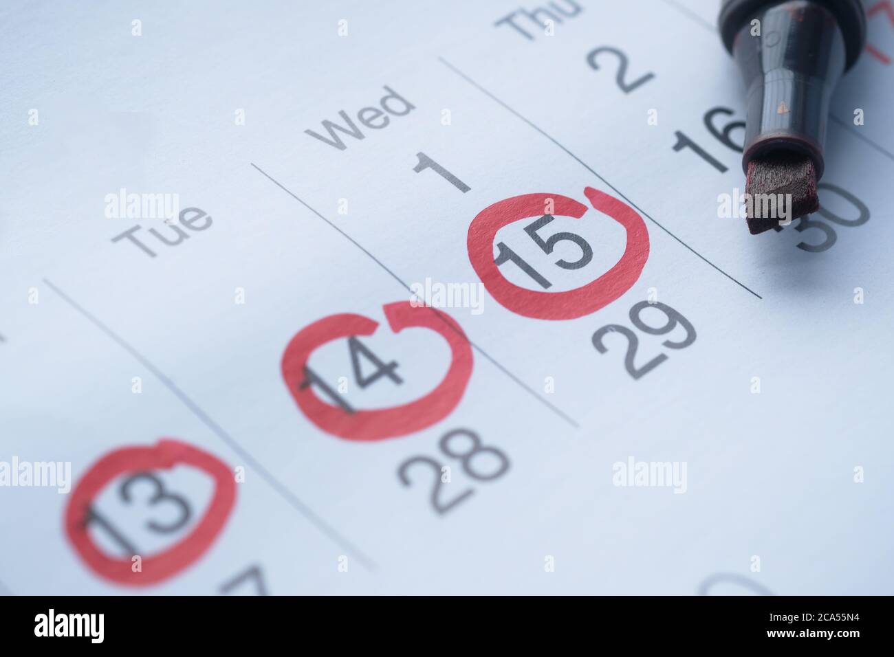 deadline concept with red mark on calendar date Stock Photo Alamy