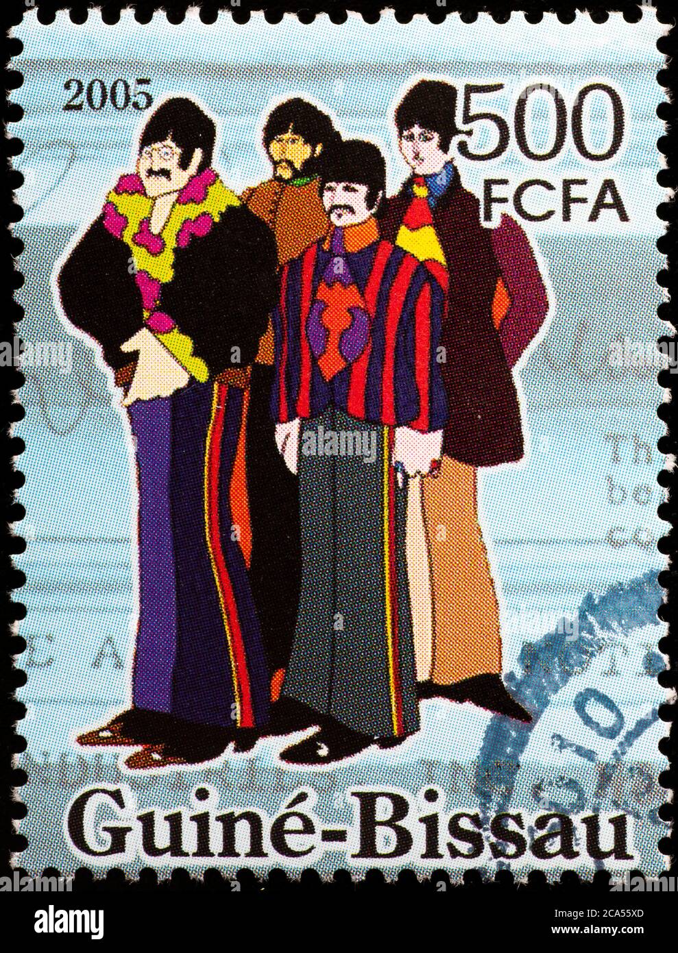 The Beatles as cartoons on postage stamp Stock Photo