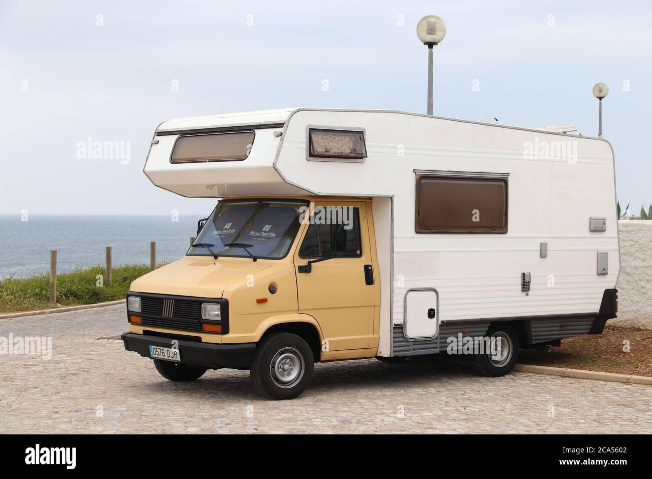 BALEAL, PORTUGAL - MAY 22, 2018: Cheap oldtimer backpacker camper van Fiat  Ducato parked in Portugal. 25.9 million tourists visited Portugal in 2018  Stock Photo - Alamy