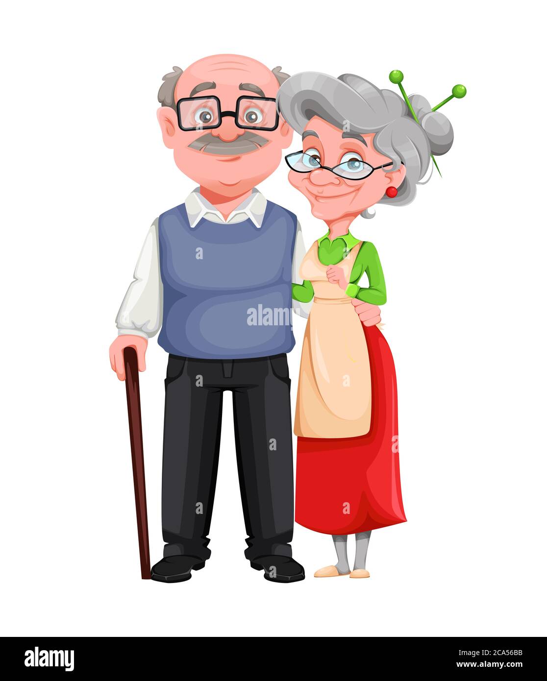 Happy Grandparents day. Cheerful grandmother and grandfather cartoon  characters. Grandma and grandpa standing together. Vector illustration on  white b Stock Vector Image & Art - Alamy