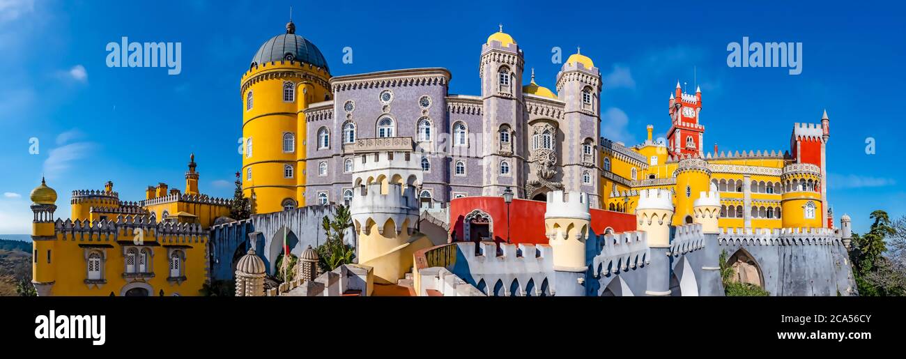 View of Pena Palace, Kings Summer Residence, Sintra Region, Portugal Stock Photo