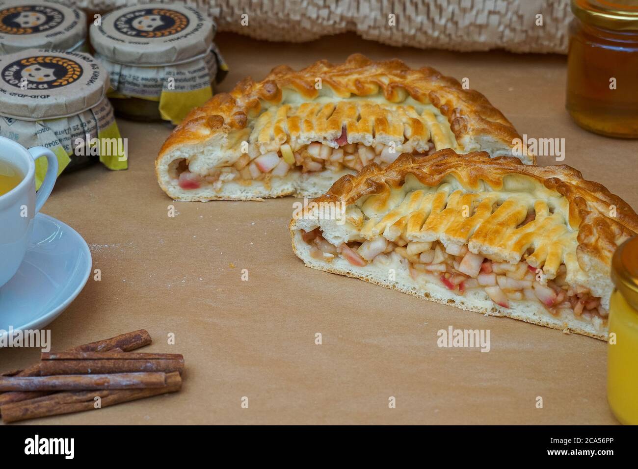 pie on cooking board Stock Photo