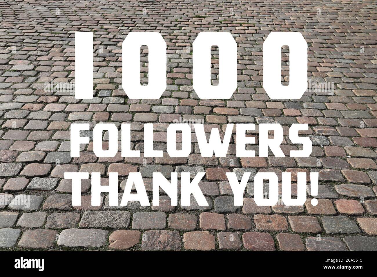 1000 followers thank you sign - social media milestone banner. 1k likes. Stock Photo