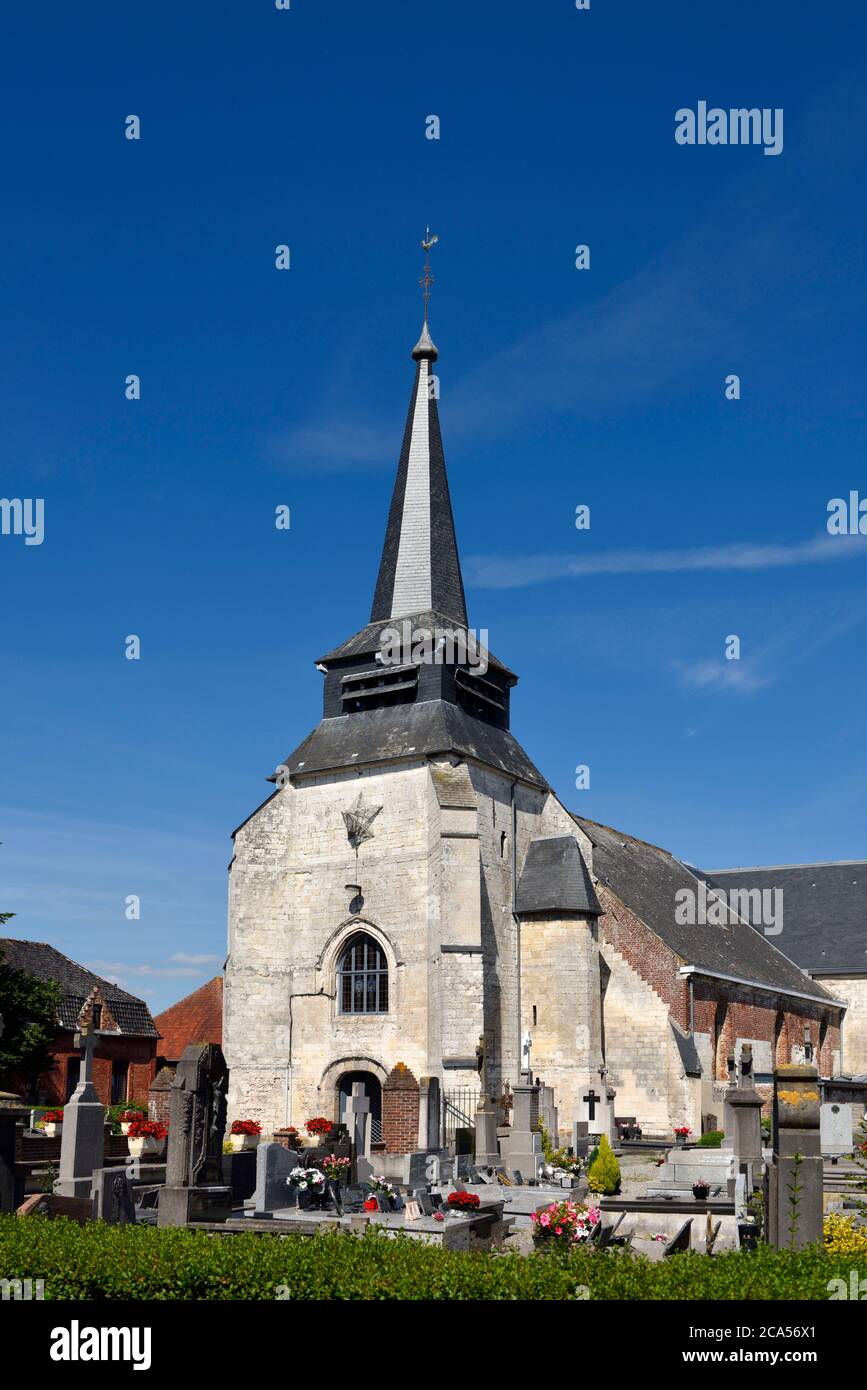 France, Nord, Thiennes, church Saint-Pierre of Thiennes with a Flemish Gothic style built in 1550 Stock Photo