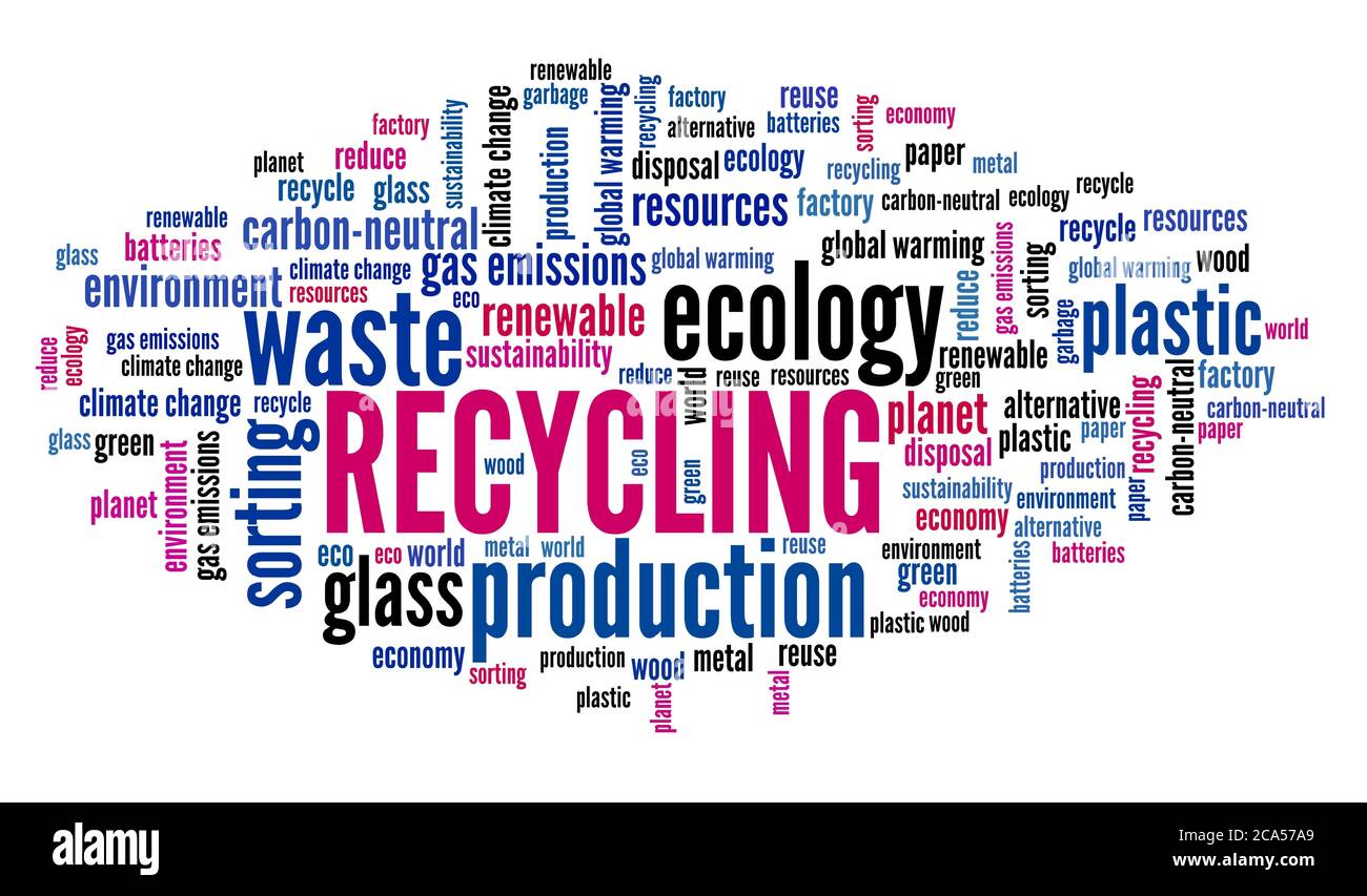 Recycling word cloud. Recycling and waste sorting concept Stock Photo