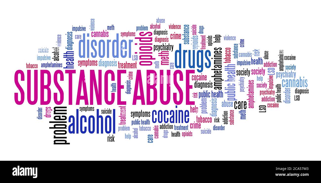 Substance abuse word cloud collage. Drug and alcohol addiction concepts