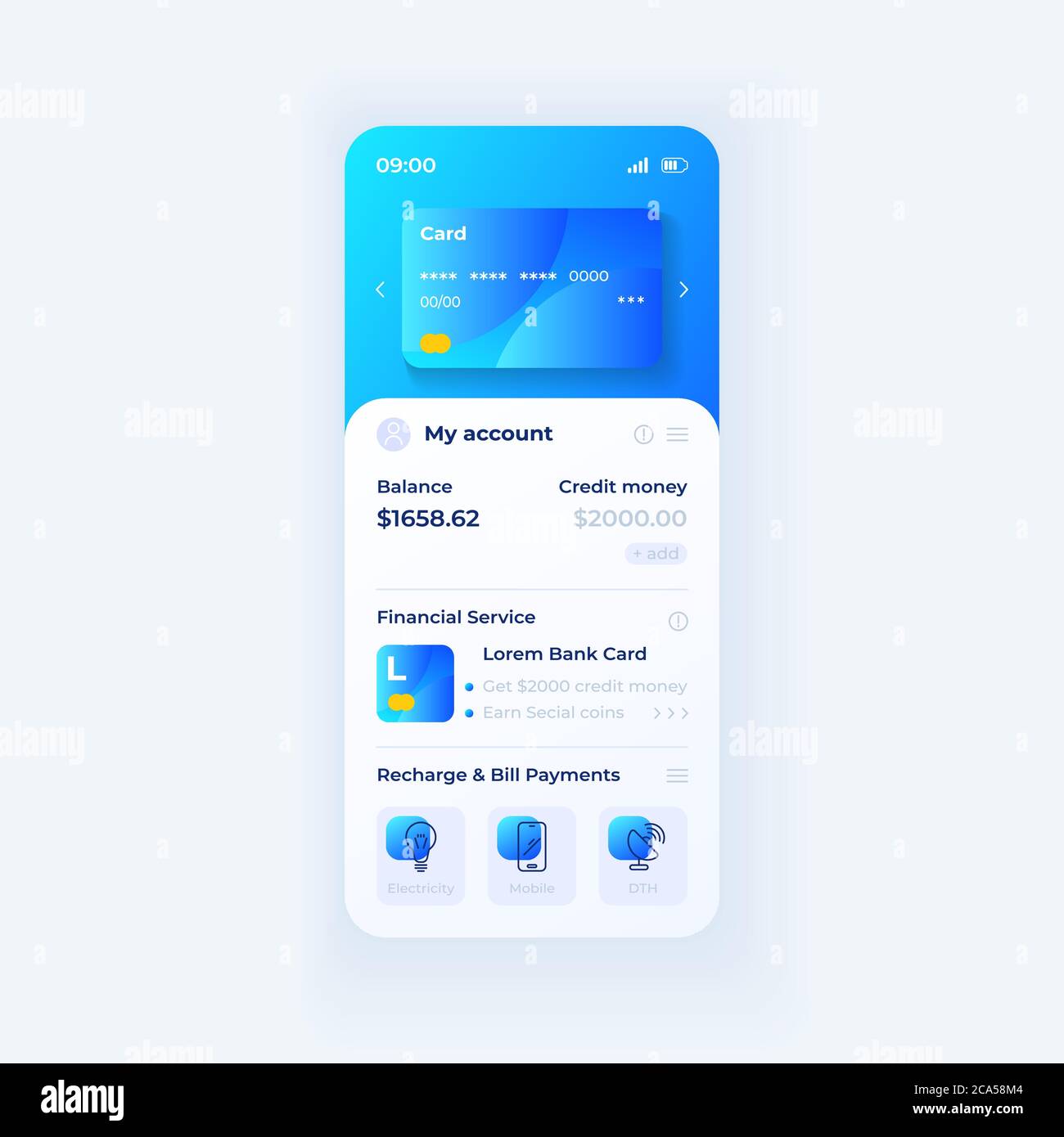 Personal loans app smartphone interface vector template. Mobile app