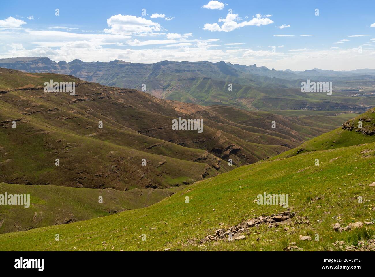 Panorama on the Sentinel Peak Hike, Royal Natal National Park, KwaZulu-Natal, South Africa Stock Photo