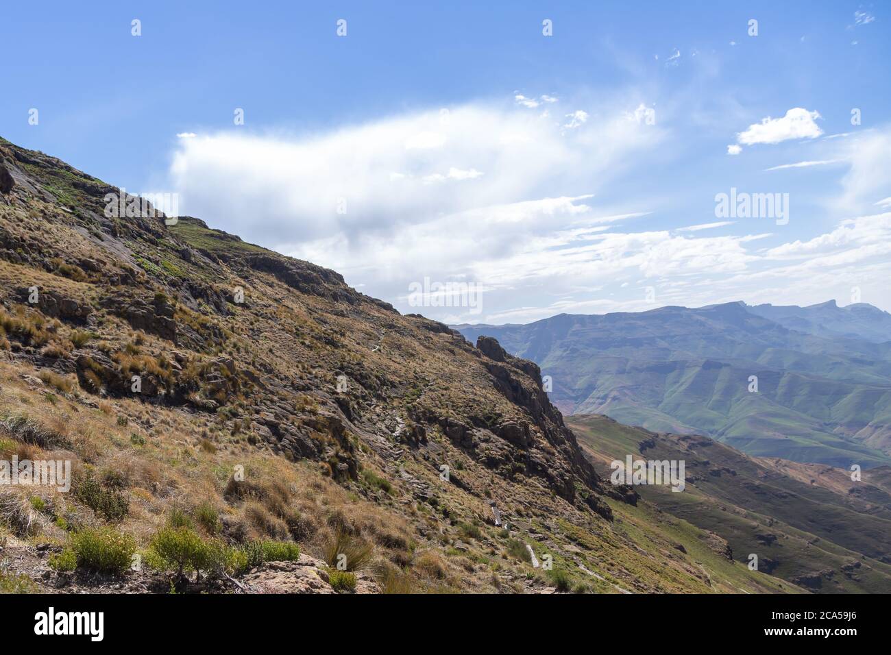 Panorama on the Sentinel Peak Hike, Royal Natal National Park, KwaZulu-Natal, South Africa Stock Photo