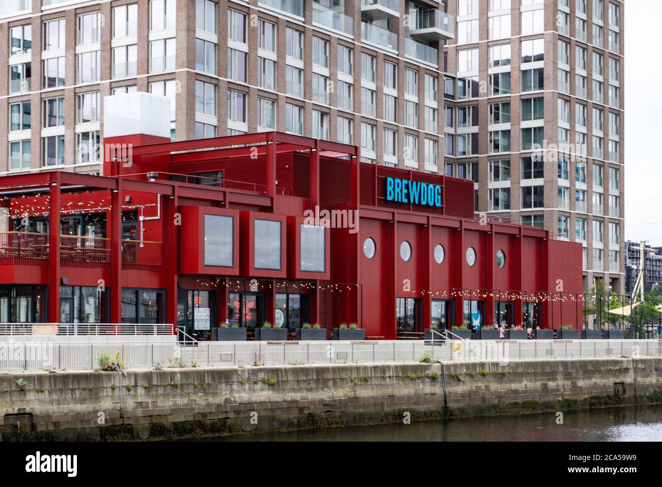 The new Brewdog outpost in Dublin, Ireland, at Capital Dock where the Grand Canal meets the Rivers Dodder and Liffey. Brewdog is a craft brewery Stock Photo