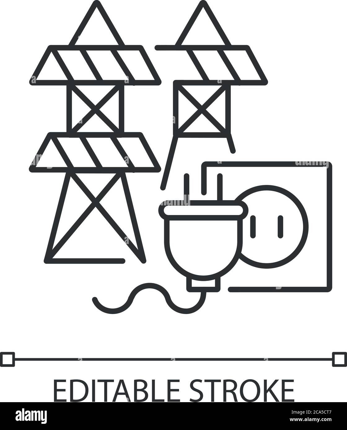 Electric power station linear icon. Energy industry manufacturing thin