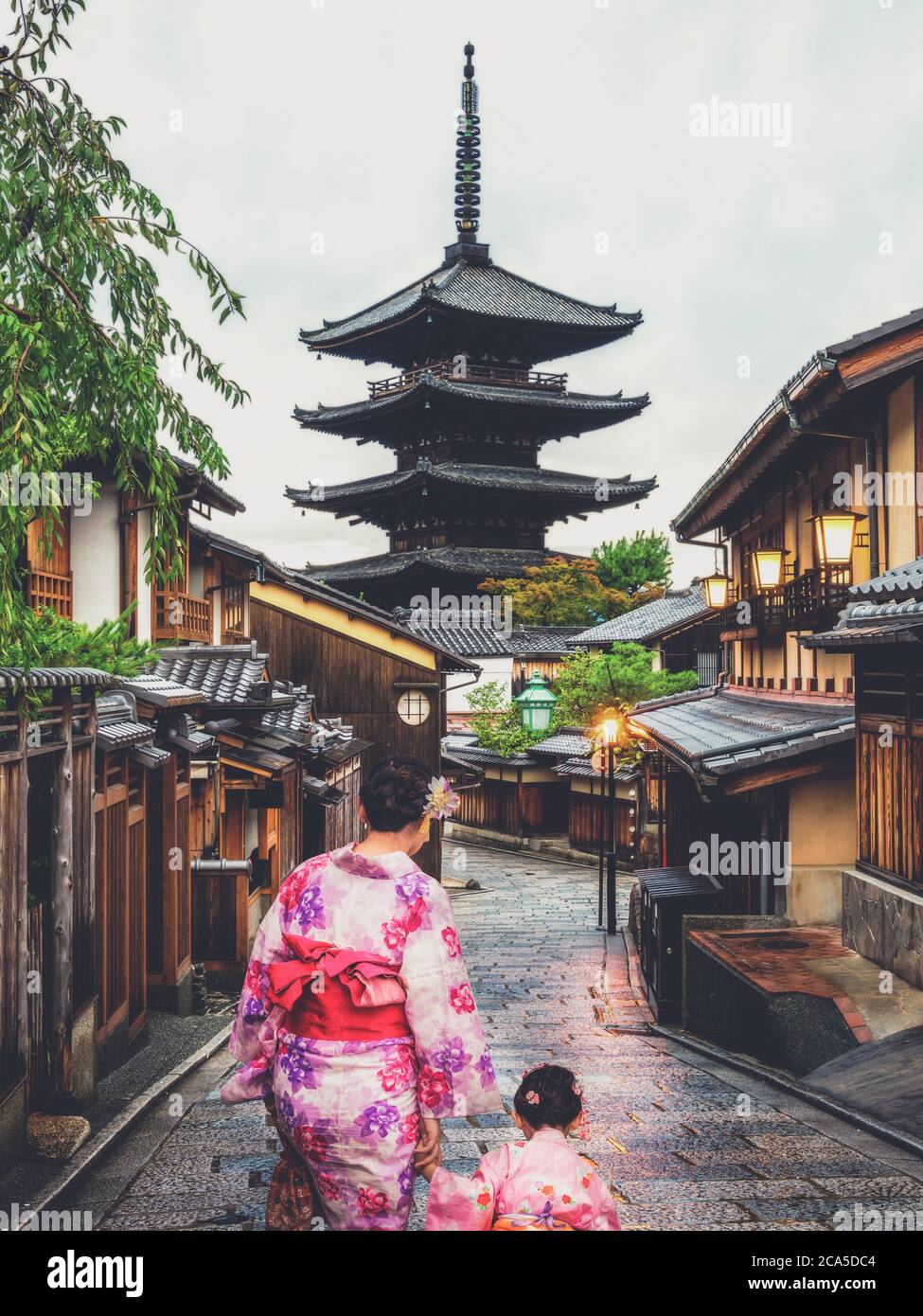 Traveler in Higashiyama District, Kyoto, Japan Stock Photo