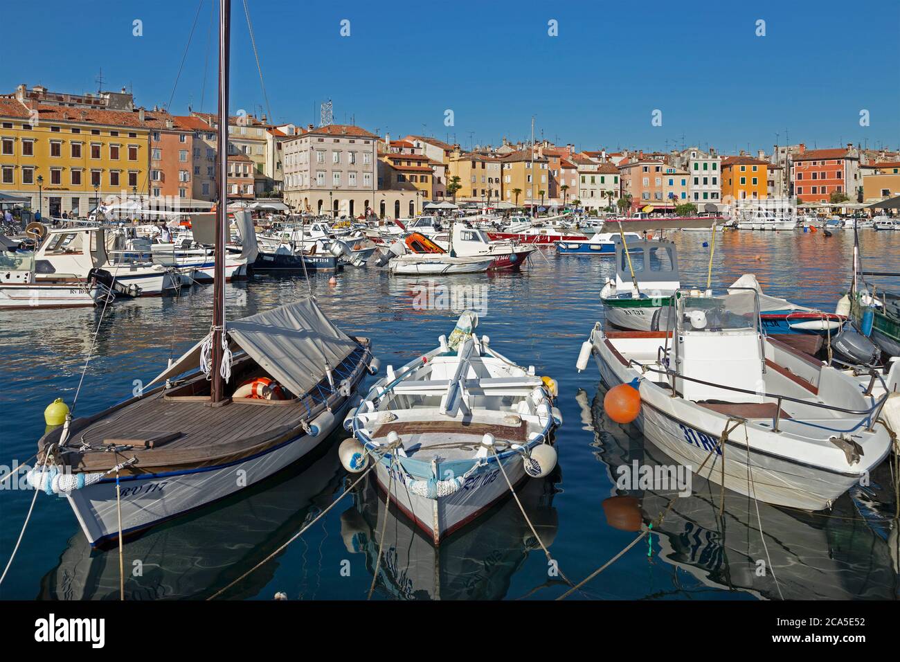 boat harbour, Rovinj, Istria, Croatia Stock Photo