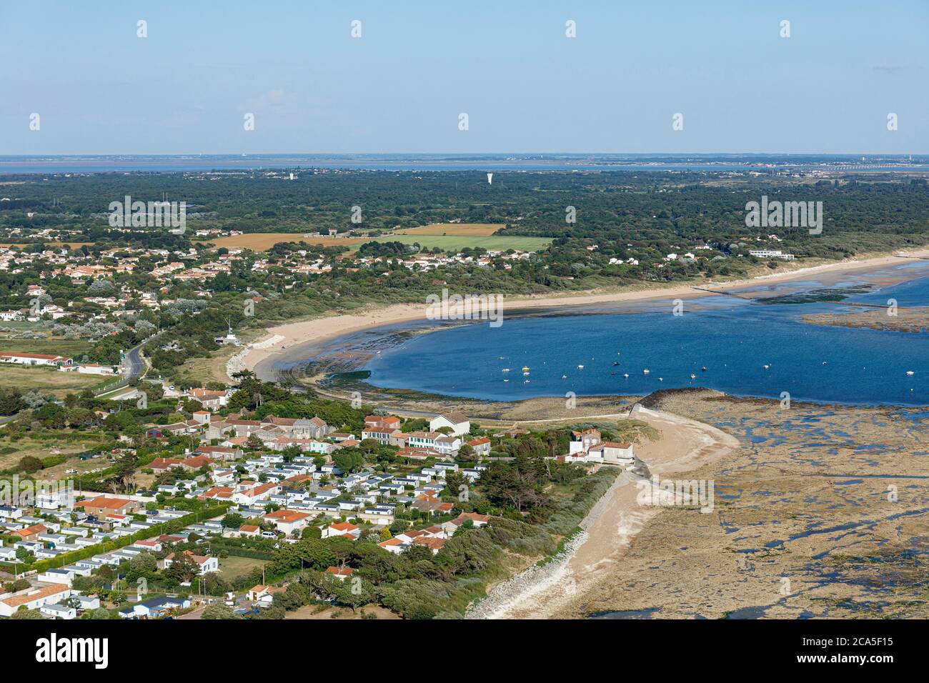 France, Charente Maritime, Dolus d'Oleron, Oleron island, la Perroche, la Perroche bay (aerial view) Stock Photo