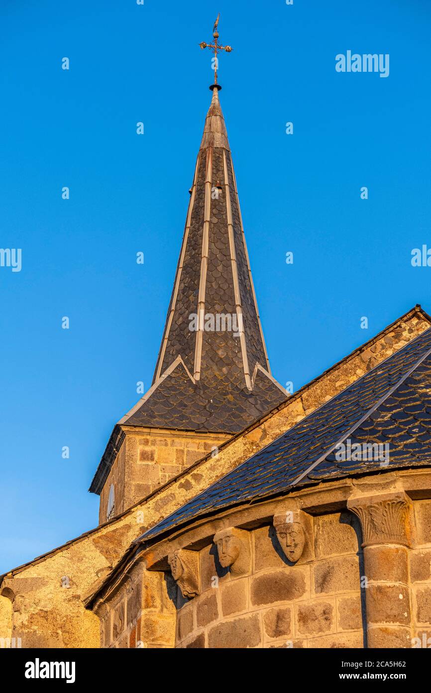 France, Puy de Dome, La Godivelle, 12th century Saint-Blaise church ...