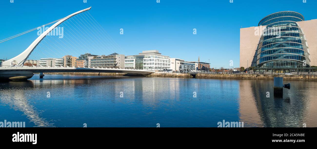 Dublin Convention Center, Samuel Beckett Bridge, Docklands, Dublin, Ireland Stock Photo