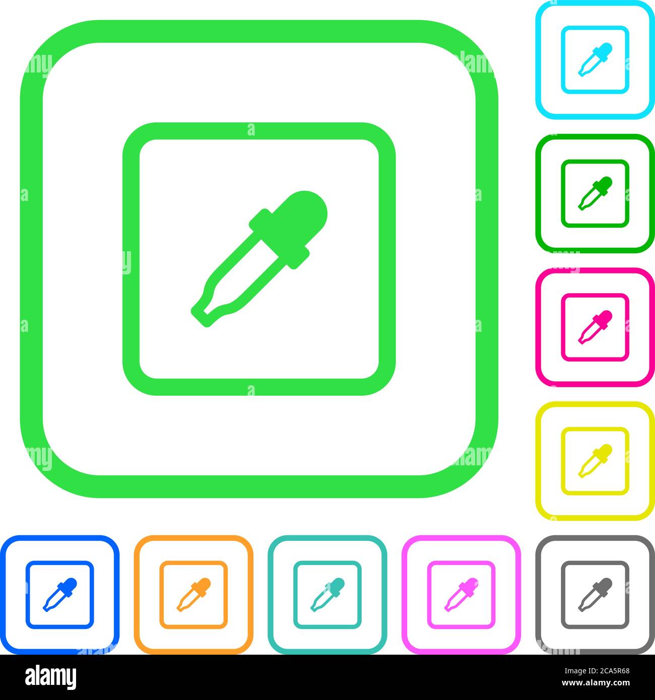 Get object color vivid colored flat icons in curved borders on white background Stock Vector