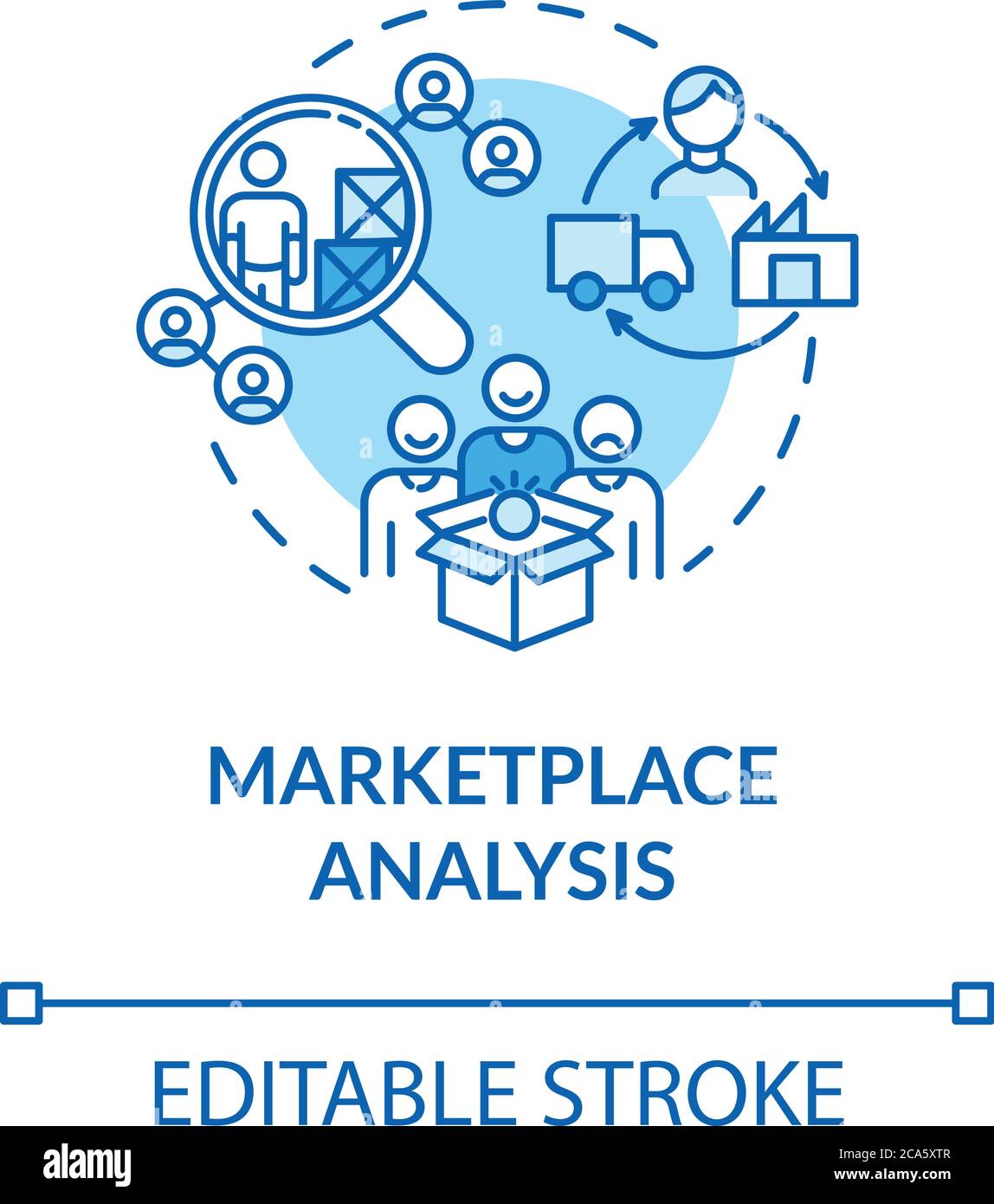Marketplace analysis turquoise concept icon. Financial report