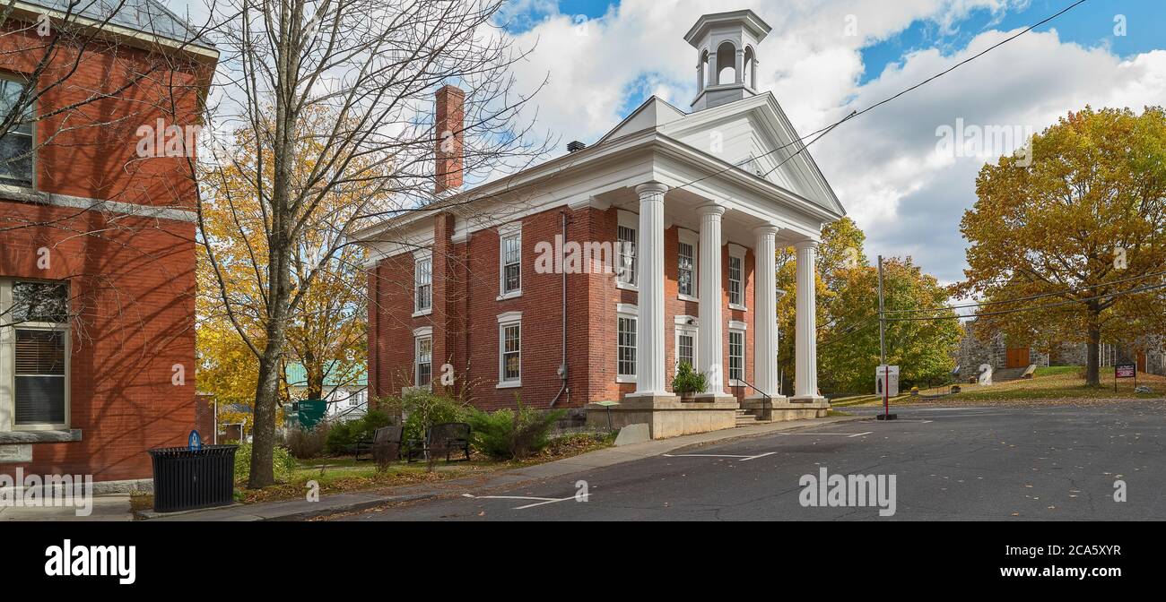 View of building, Knowlton, Eastern Townships, Estrie, Quebec Provence, Canada Stock Photo