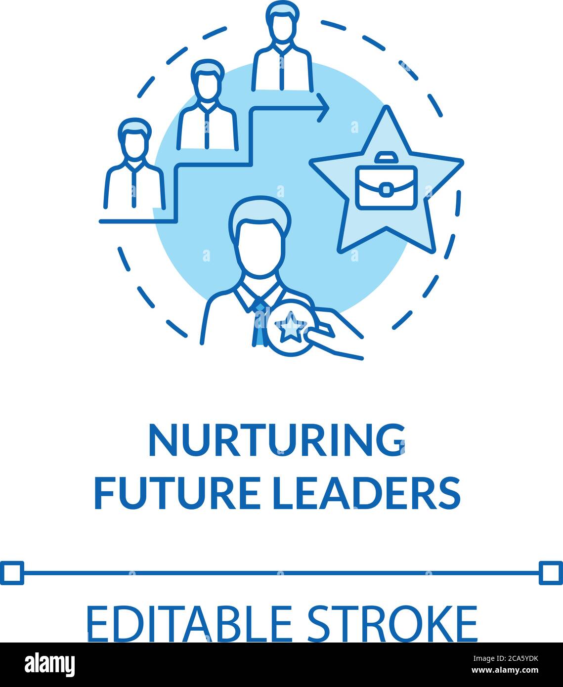 Nurturing future leaders turquoise concept icon. Education for career growth. Training for corporate executive idea thin line illustration. Vector iso Stock Vector