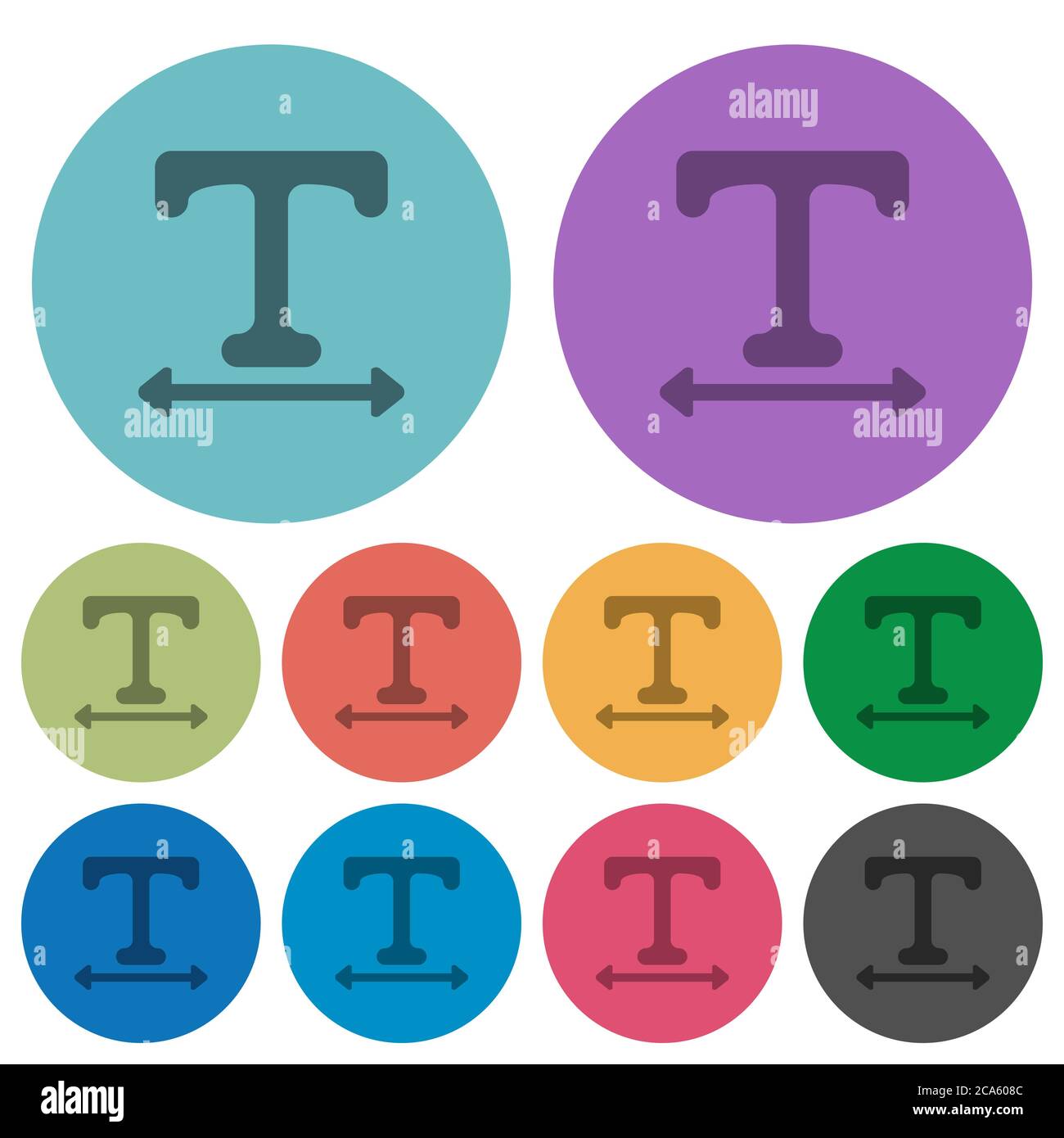 Adjust font width darker flat icons on color round background Stock Vector