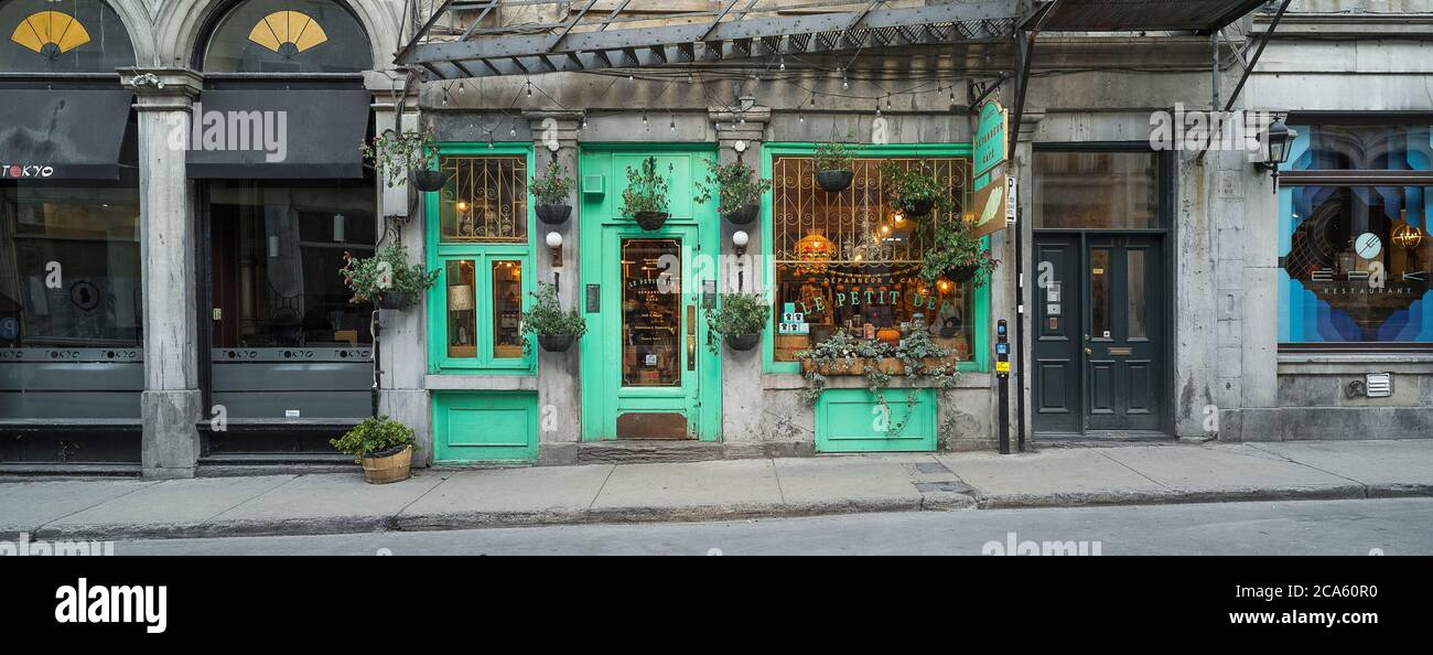 Storefront on street, Old Montreal, Montreal, Quebec Provence, Canada Stock Photo