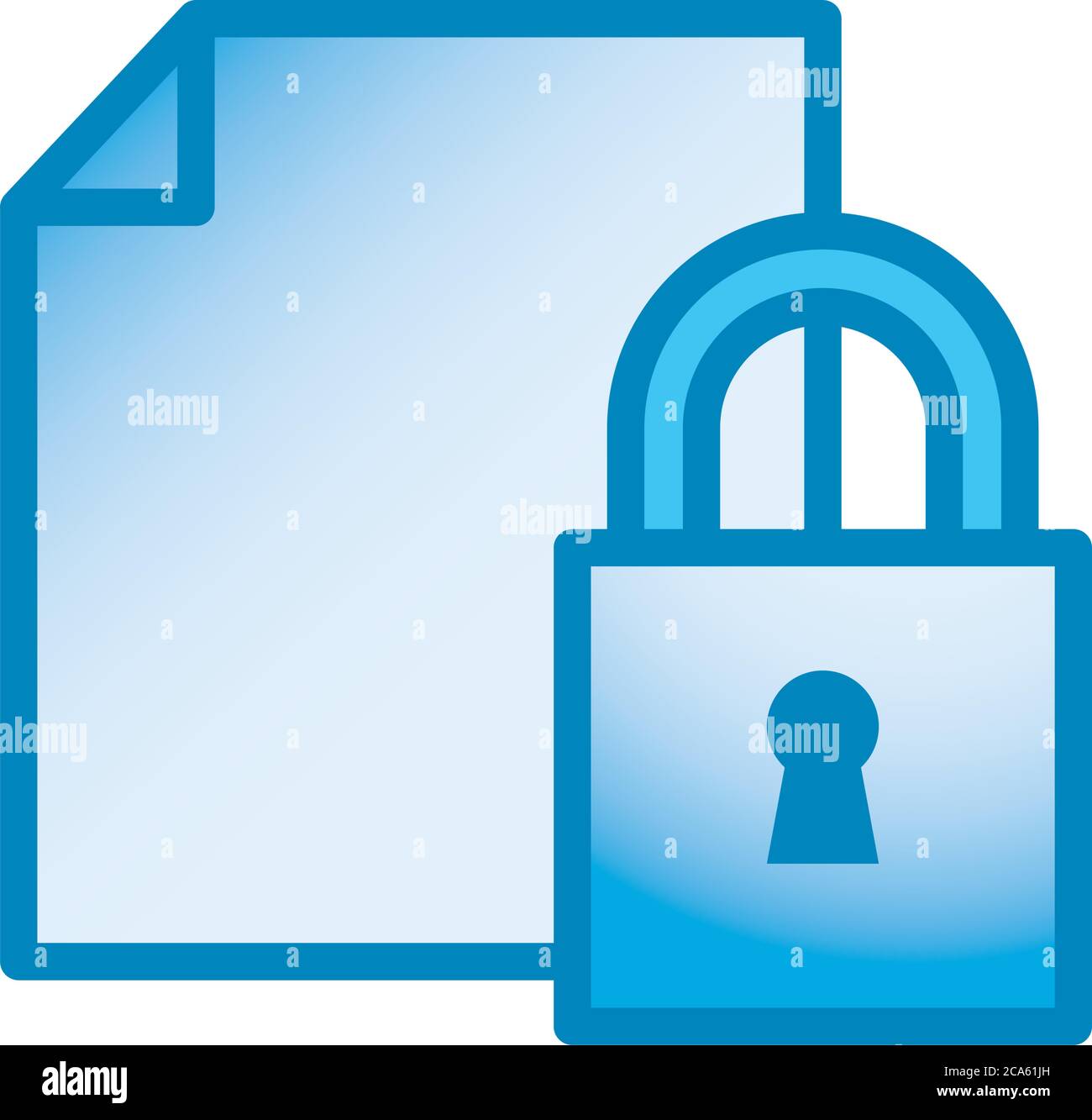 Padlock and document paper line and gradient style icon design of ...