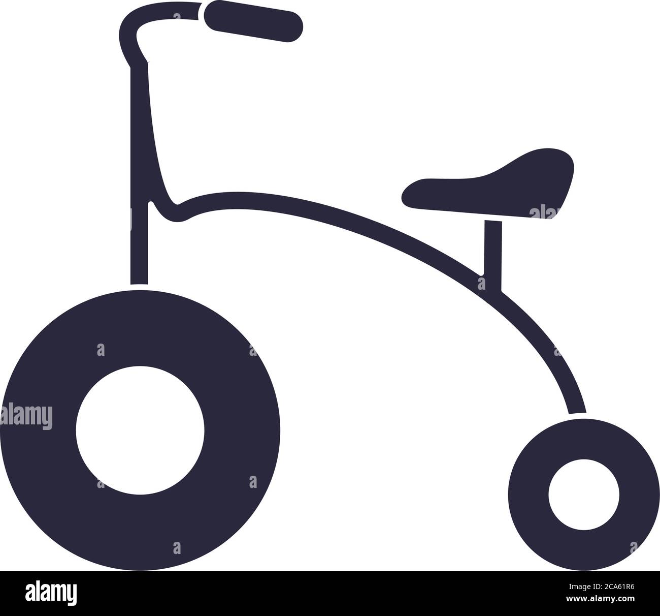 cartoon toddler bike toy object for small children to play, silhouette style icon vector