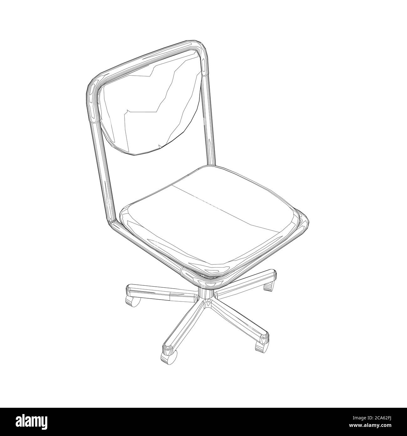 Wireframe of computer chair from black lines on a white background. Isometric view. 3D. Vector illustration. Stock Vector