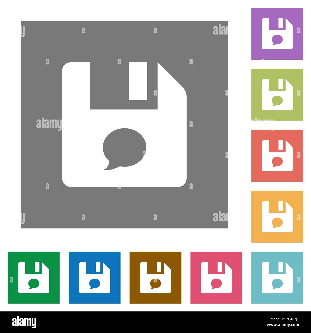 File comment flat icons on simple color square backgrounds Stock Vector
