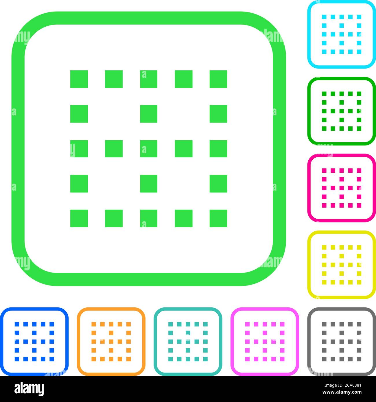 No borders vivid colored flat icons in curved borders on white ...