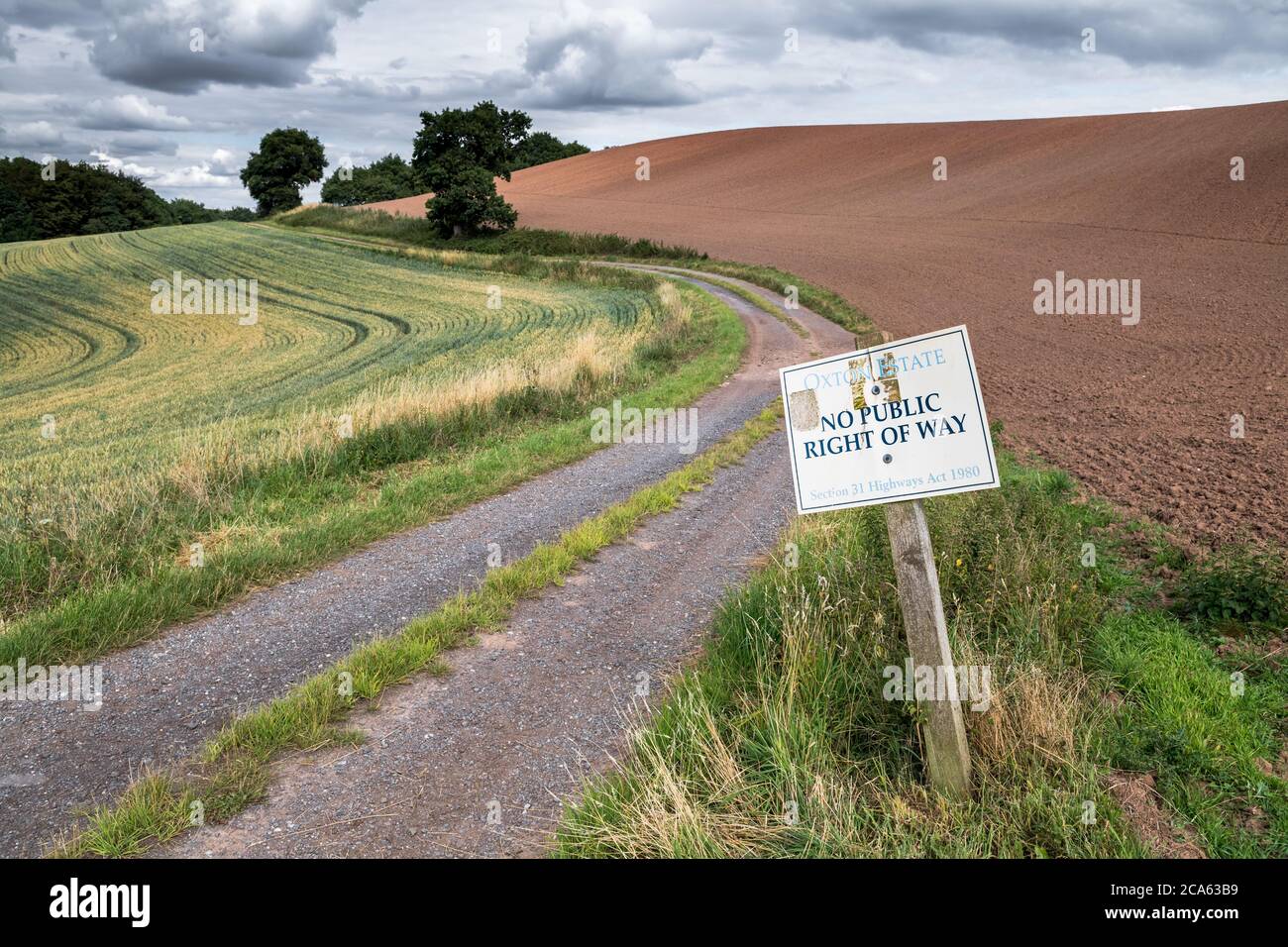 No public right of way sing at the side of a footpath. Stock Photo