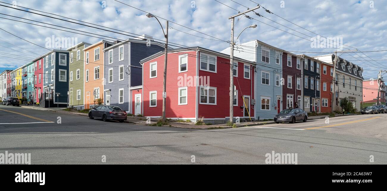 View of Jelly Bean Houses, St. John's, Avalon Peninsula, Newfoundland