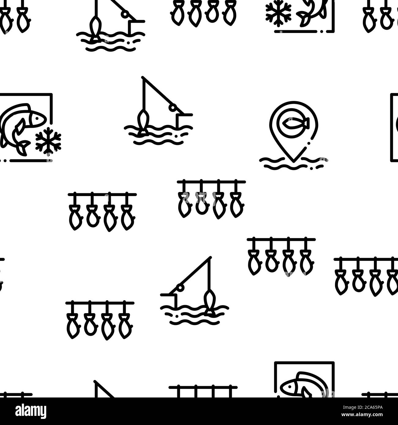 Fishing Industry Business Process Seamless Pattern Vector Stock Vector