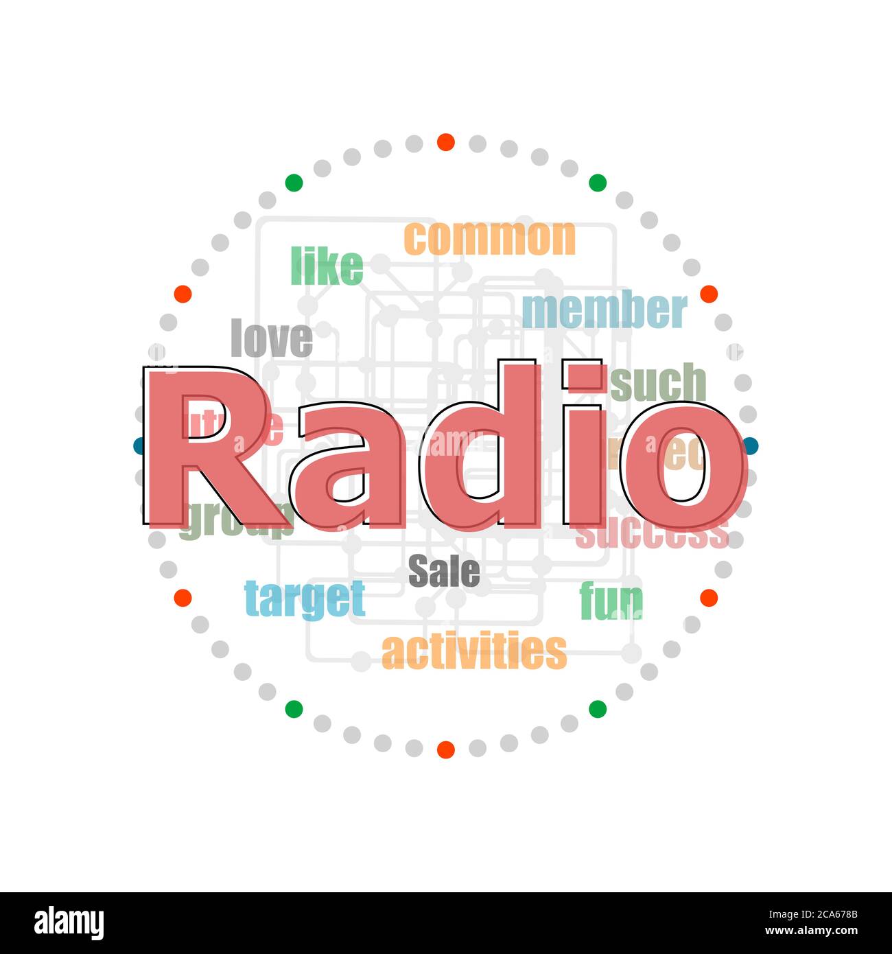 Text Radio. Business concept . Word collage with different association