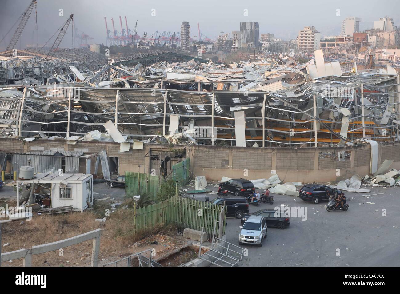 Beirut, Lebanon. 4th Aug, 2020. Damaged buildings are seen after the ...