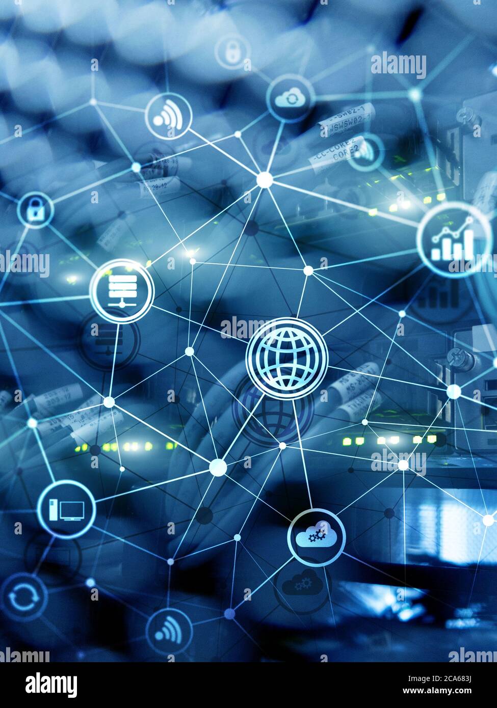 Computing concept. Technology infrastructure cloud computing and communication on data center background. Stock Photo